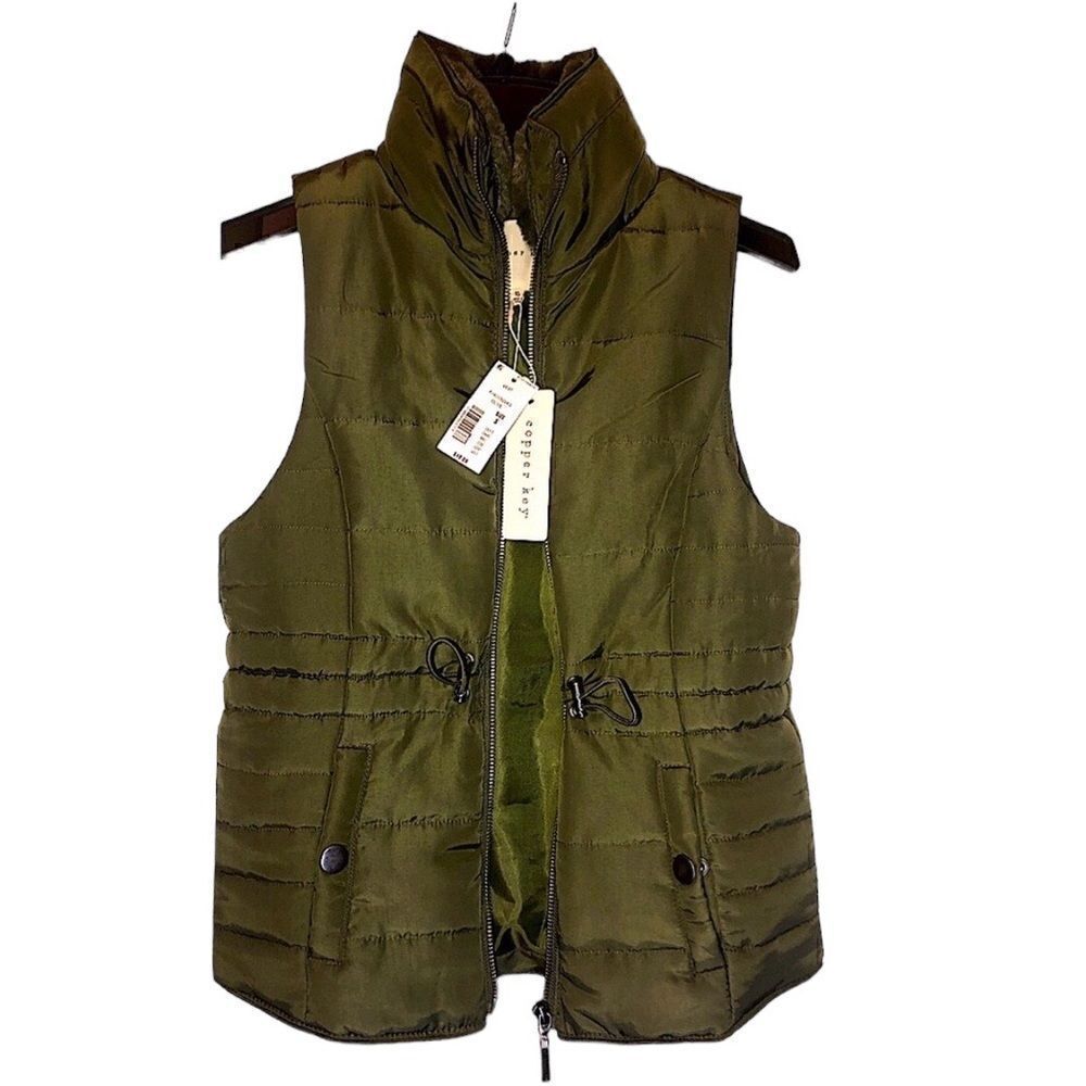KIDS Copper Key Girls Olive Green Vest NWT